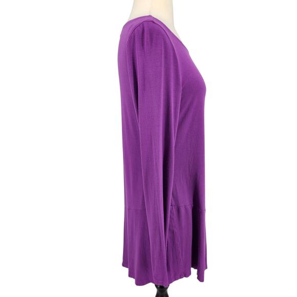 Eileen Fisher Asymmetrical Hem Tunic Top Size Small Purple Minimalist Lagenlook - Picture 5 of 7